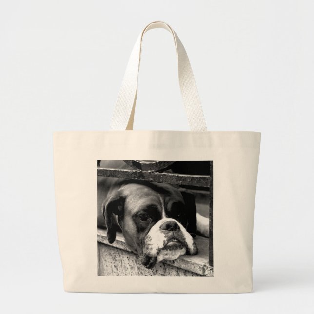 Boxer Dog auf Windows jtcnm Jumbo Stoffbeutel (Vorne)