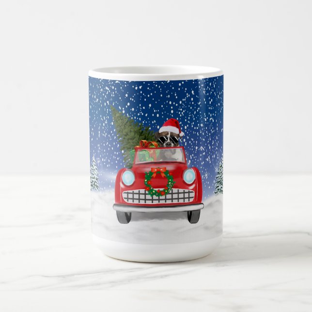 Boxer Dog Autofahren Auto in Schneeschweihnacht Kaffeetasse (Mittel)