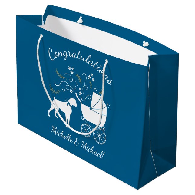 Boxer Dog Babydusche Große Geschenktüte (Rückseite Schrägansicht)