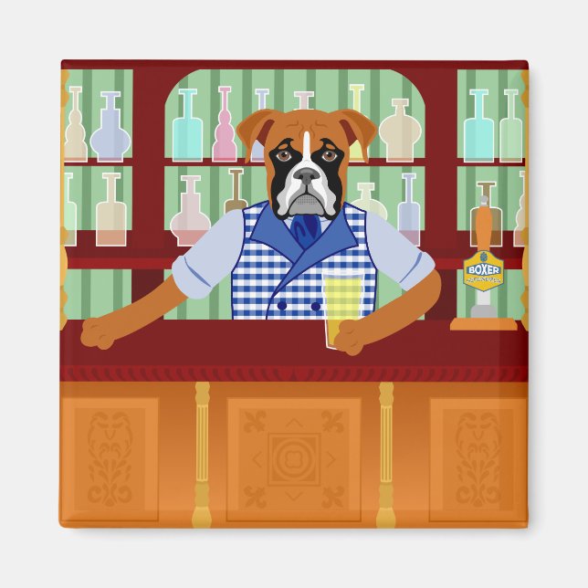 Boxer Dog Beer Pub Magnet (Vorne)