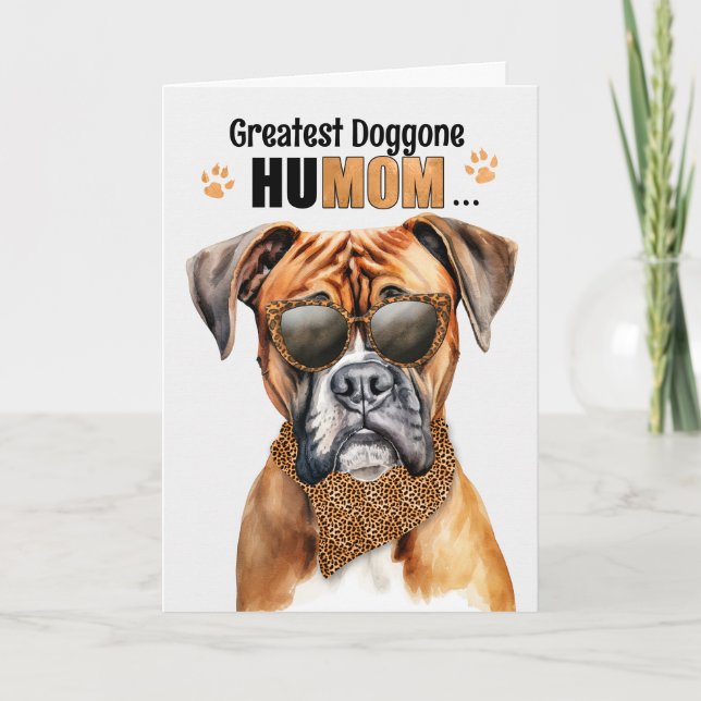 Boxer Dog Bester HuMOM Muttertag Feiertagskarte (Vorderseite)