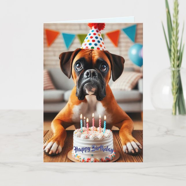 Boxer Dog Birthday Fun Card Feiertagskarte (Vorderseite)