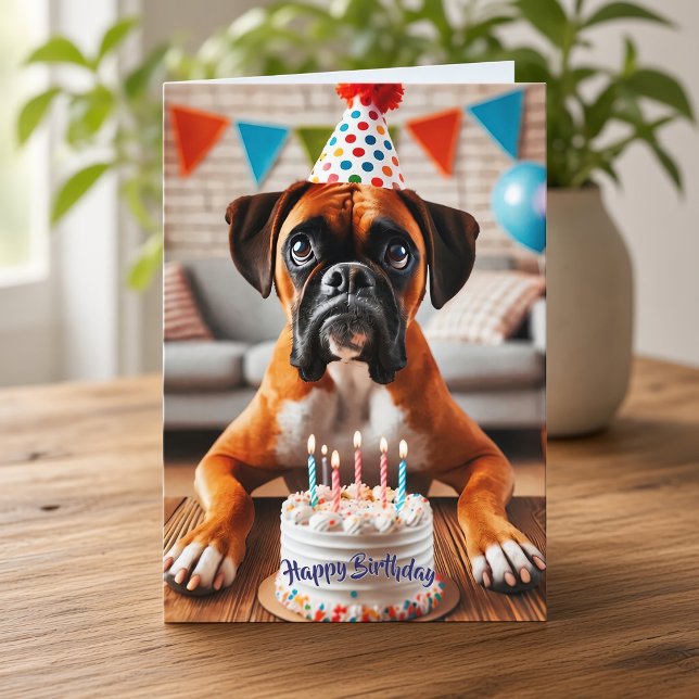 Boxer Dog Birthday Fun Feiertagskarte (Von Creator hochgeladen)