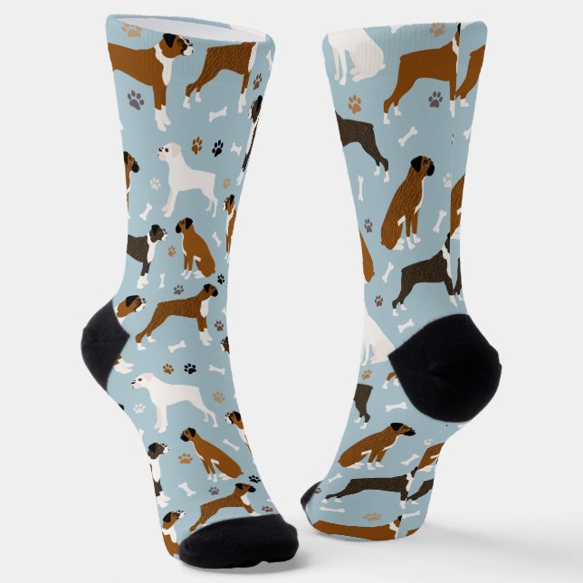 Boxer Dog Bones and Paws Socks Socken (Gewinkelt)