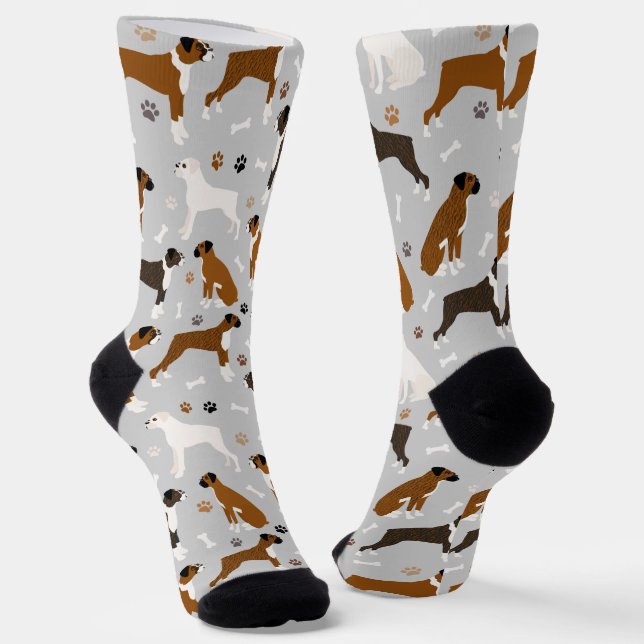 Boxer Dog Bones and Paws Socks Socken (Gewinkelt)