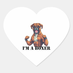 Boxer Dog Boxing Ich bin ein Boxer (schwarzer Text Herz-Aufkleber