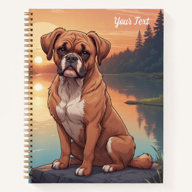 Boxer Dog by Lake Notizbuch (Vorderseite)