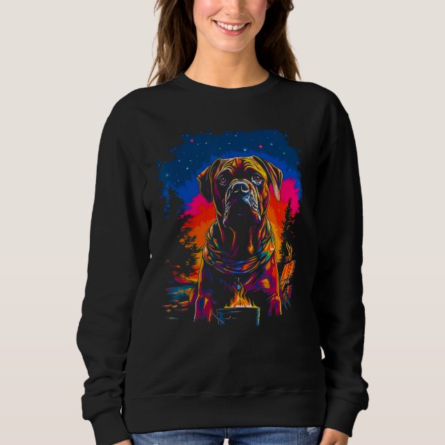 Boxer Dog Camping Sweatshirt (Vorderseite)