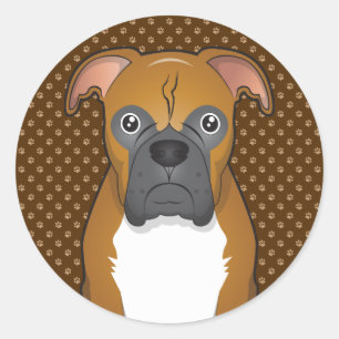 Boxer Dog Cartoon Paws Runder Aufkleber