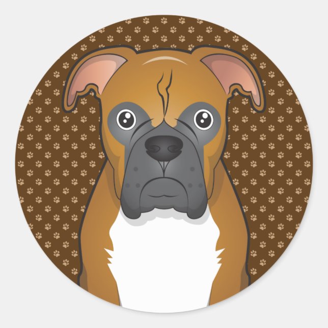 Boxer Dog Cartoon Paws Runder Aufkleber (Vorderseite)