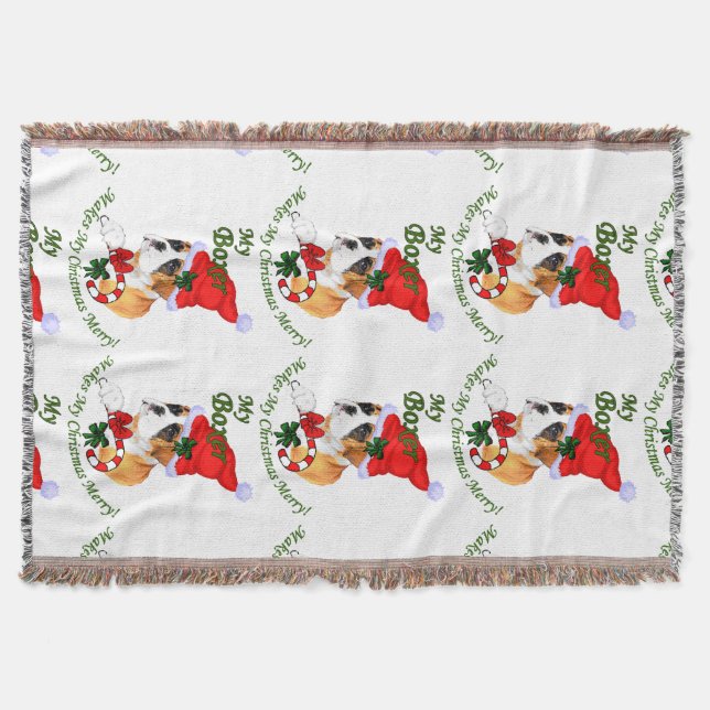 Boxer Dog Christmas Decke (Vorderseite)