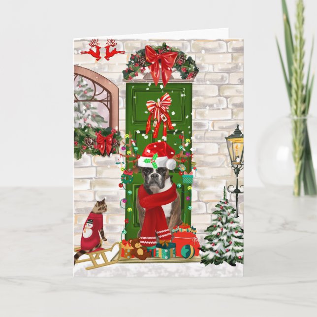 Boxer Dog Christmas Karte (Vorderseite)