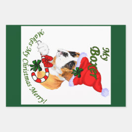 Boxer Dog Christmas Merry Geschenkpapier Set