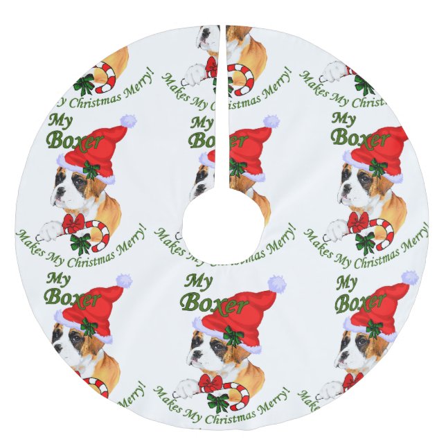 Boxer Dog Christmas Polyester Weihnachtsbaumdecke (Vorderseite)