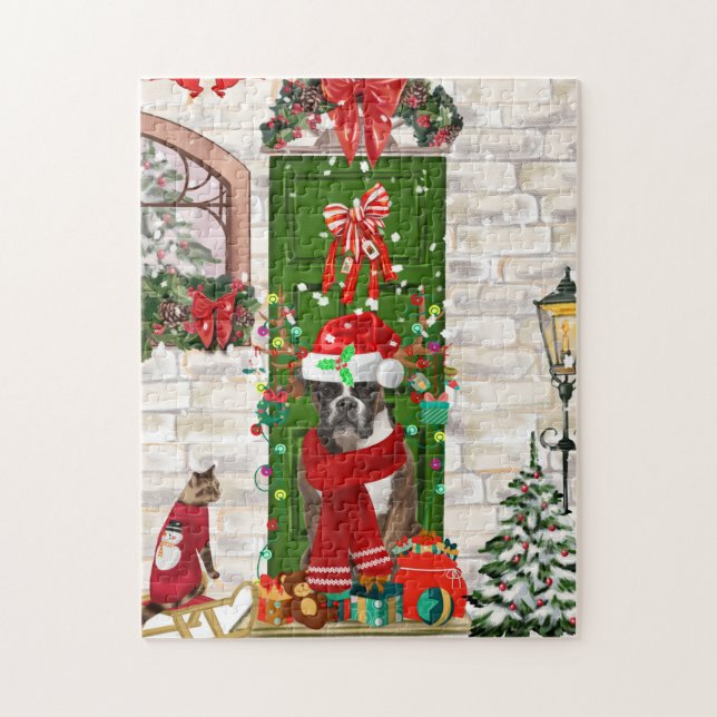 Boxer Dog Christmas Puzzle (Vertikal)