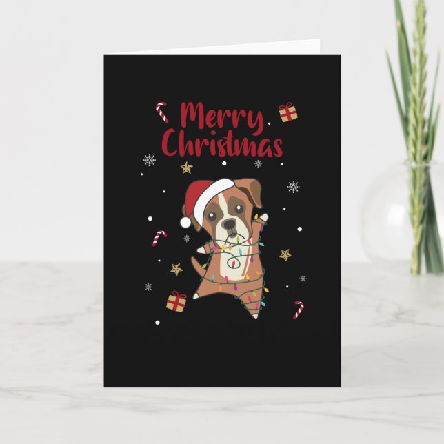 Boxer Dog Christmas Snow Winter Animals Dogs Karte (Vorderseite)