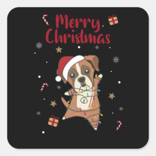 Boxer Dog Christmas Snow Winter Animals Dogs Quadratischer Aufkleber