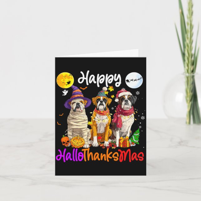 Boxer Dog Christmas Thanksgiving Happy Halloween  Karte (Vorderseite)