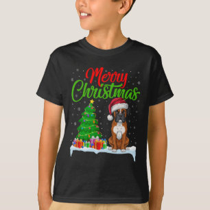 Boxer Dog Christmas Tree Lights Funny Xmas Boxer D T-Shirt