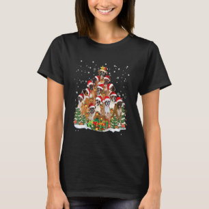 Boxer Dog Christmas Tree Weihnachtsmannmütze Pajam T-Shirt