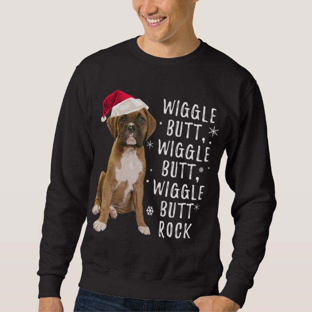 Boxer Dog Christmas - Wiggle Hintern Rock Sweatshirt (Vorderseite)