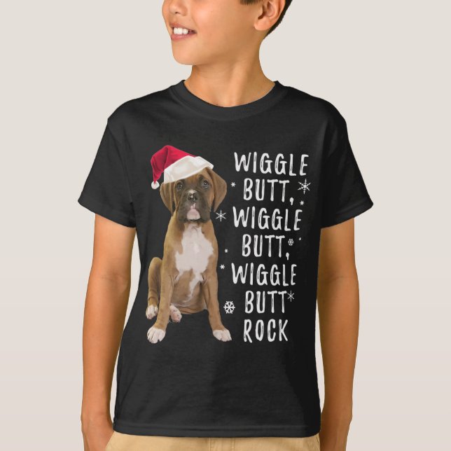 Boxer Dog Christmas - Wiggle Hintern Rock T-Shirt (Vorderseite)