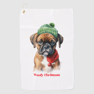 Boxer Dog Christmas X-Mas Wunschgeschenk Woofy Chr Golfhandtuch