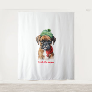 Boxer Dog Christmas X-Mas Wunschgeschenk Woofy Chr Wandteppich