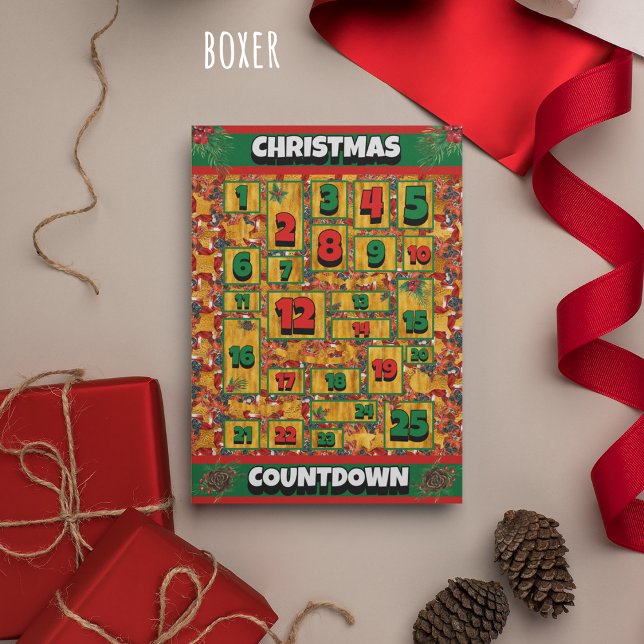Boxer Dog Countdown Weihnachtskalender Feiertagskarte (Von Creator hochgeladen)