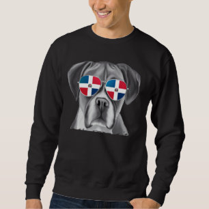 Boxer Dog Dominikanische Flagge Sonnenbrille Sweatshirt