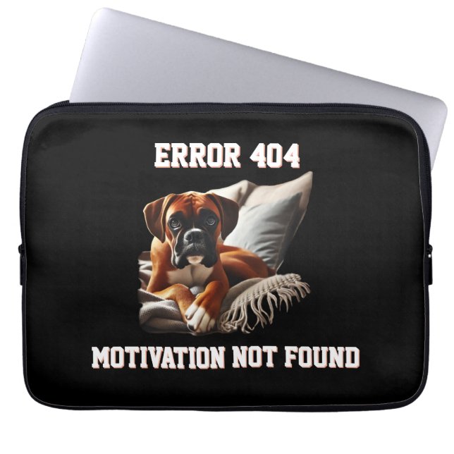 Boxer Dog Error 404 Motivation wurde nicht gefunde Laptopschutzhülle (Vorderseite)