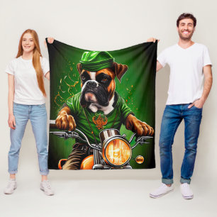 Boxer Dog Fahrrad St. Patrick's Day Fleecedecke
