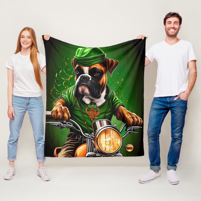 Boxer Dog Fahrrad St. Patrick's Day Fleecedecke (Beispiel)