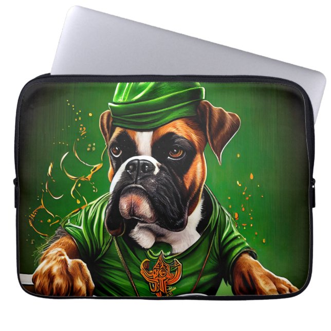 Boxer Dog Fahrrad St. Patrick's Day Laptopschutzhülle (Vorderseite)