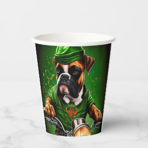 Boxer Dog Fahrrad St. Patrick's Day Pappbecher