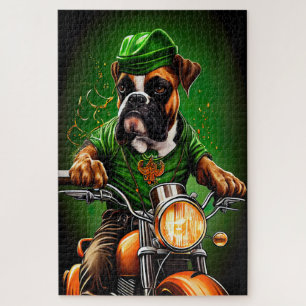 Boxer Dog Fahrrad St. Patrick's Day Puzzle