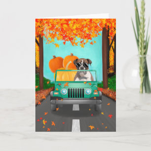 Boxer Dog Fall Pumpkin Karte
