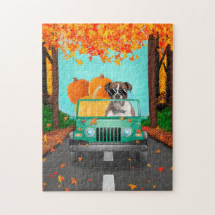 Boxer Dog Fall Pumpkin Puzzle