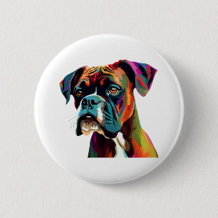 Boxer Dog farbenfroh Button