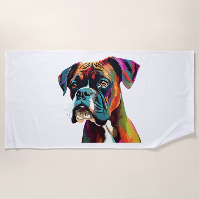 Boxer Dog farbenfroh Strandtuch (Vorderseite)