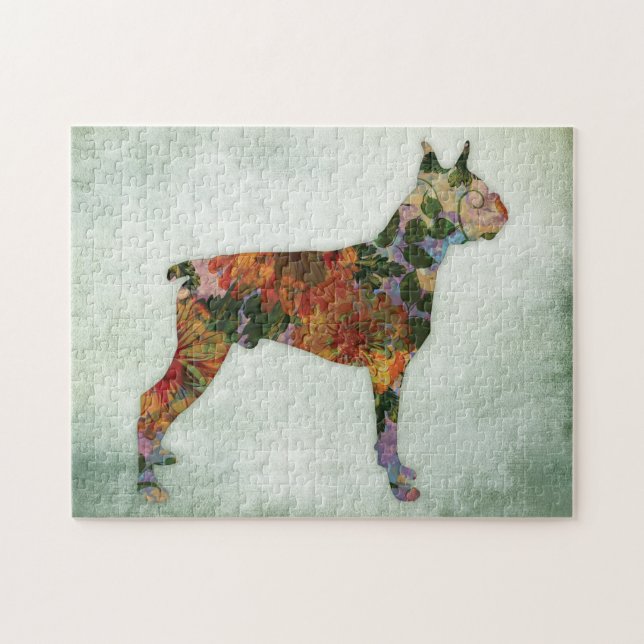 Boxer Dog Floral Puzzle (Horizontal)