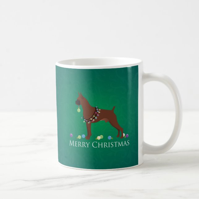 Boxer Dog Frohe Weihnachtsgestaltung Tasse (Rechts)