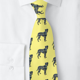 Boxer Dog Gelb & Blau Gitter Linien gelb Krawatte