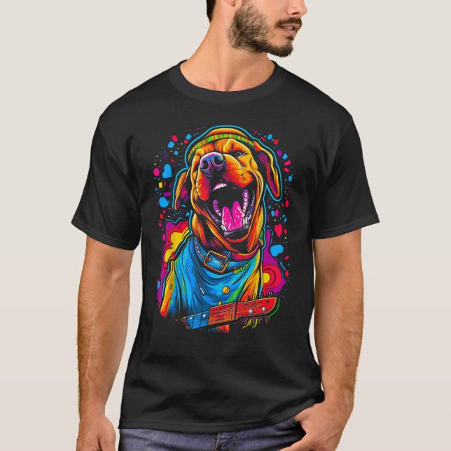 Boxer Dog Guitar T-Shirt (Vorderseite)