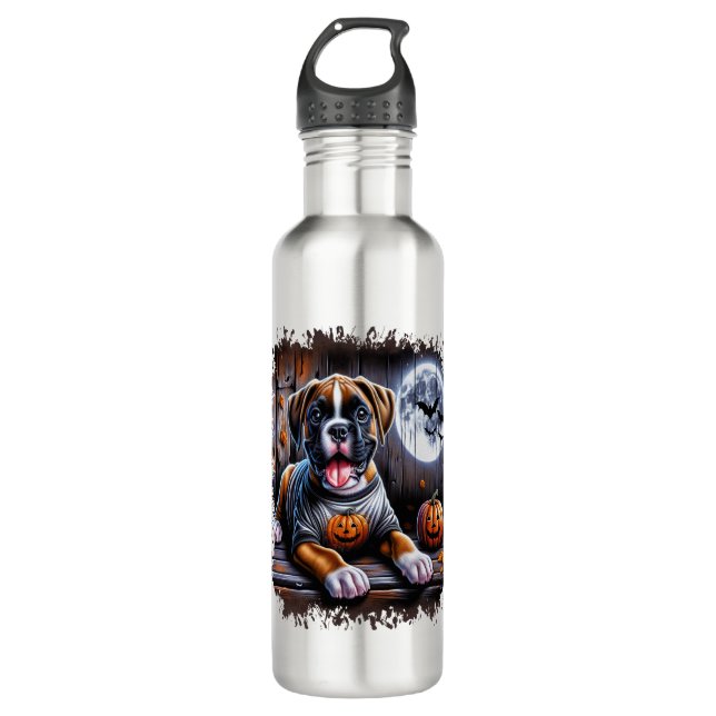 Boxer Dog Halloween Edelstahlflasche (Vorderseite)