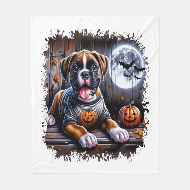 Boxer Dog Halloween Fleecedecke (Vorderseite)