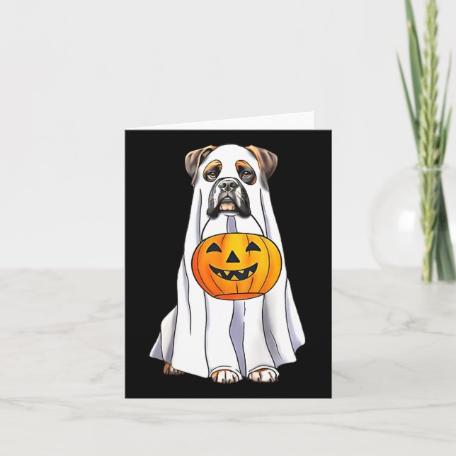 Boxer Dog Halloween Funny Ghost Kostüm mit Pumpen Karte (Vorderseite)