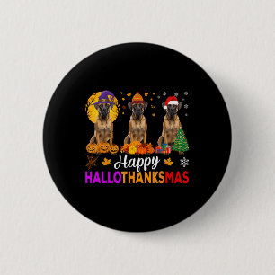 Boxer Dog Halloween Hallothanksmas Button