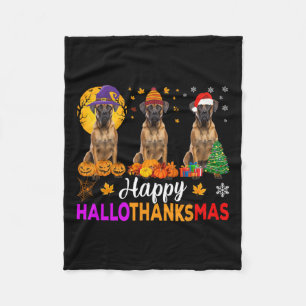 Boxer Dog Halloween Hallothanksmas Fleecedecke