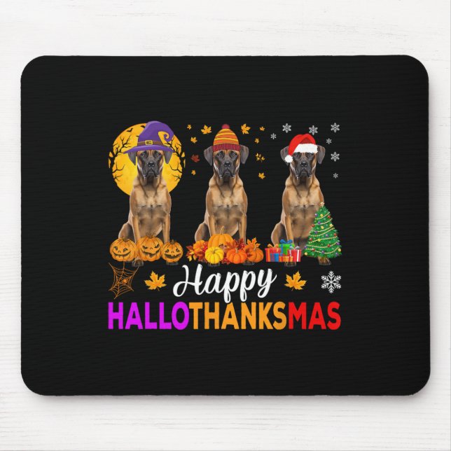 Boxer Dog Halloween Hallothanksmas Mousepad (Vorne)
